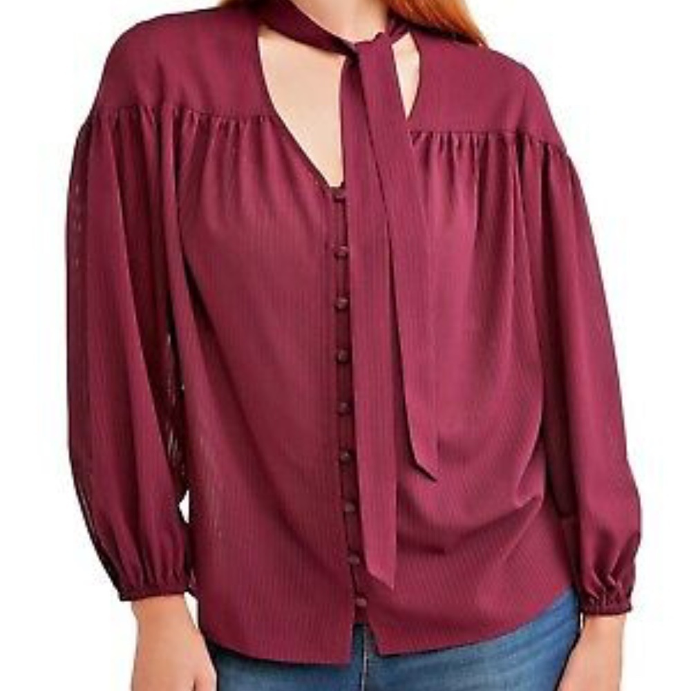Time and Tru Tie Neck Blouse Size XXL - Picture 2 of 6